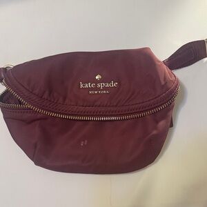 kate spade Burgundy Nylon Crossbody Belt Bag with Gold Hardware